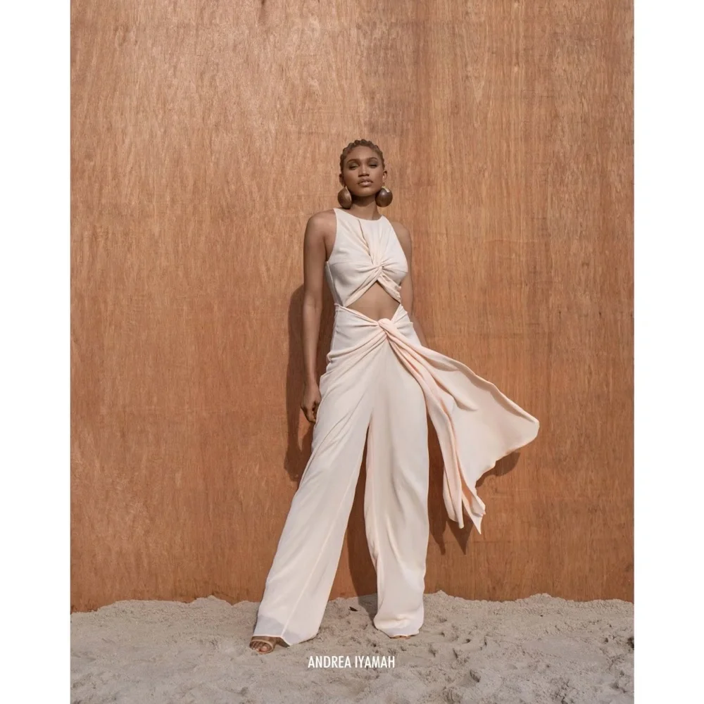 Andrea Iyamah Aminata Jumpsuit in Champagne, Sz L (NWT) - Picture 5 of 15